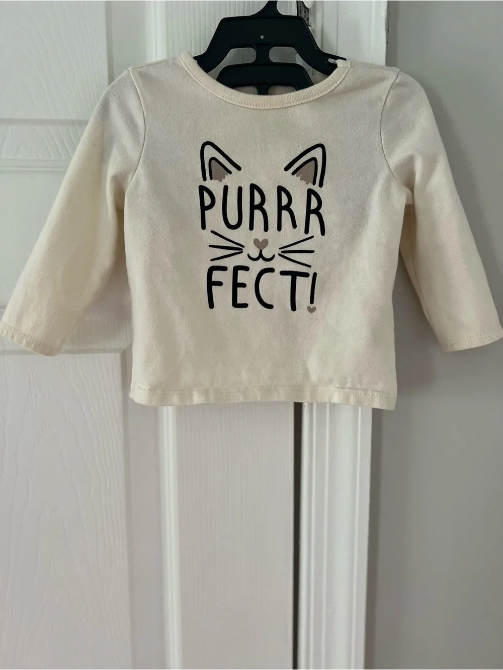 Garanimals Cream Baby Tee with 'PURRR FECT!' Cat Graphic (3-6m)